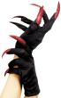 Black Stretch Costume Gloves with Red Glitter Nails