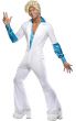 White and Blue 1970s Disco Dancing ABBA Costume Suit for Men - Main Image