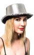 Metallic Silver Adult's Cabaret Top Hat with Sequins