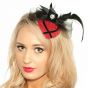 Red and Black Glitter Burlesque Fascinator Headpiece - Alternative View 1