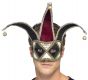 Red and Black Harlequin Jester Masquerade Mask Men's Image
