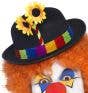 Clowning Around Black Bowler Hat with Flowers - Close Up