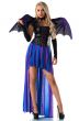 Draped Blue and Purple Hi-Lo Winged Mistress Women's Halloween Costume with Large Wings - Main Image