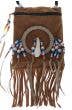 Dark Tan Suede Native Indian Costume Accessory Pouch - Close Image