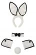 Black and White Playboy Bunny Costume Accessory Kit with Bunny Ears Headband, Collar, Wrist Cuffs and Rabbit Tail - Alternative Image