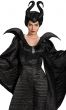 Women's Satin Black Maleficent Halloween Evil Queen Fancy Dress Costume Close Up Image