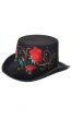 Embroidered Rose Black Top Hat Day of the Dead Costume Accessory Main image