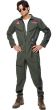 Men's Aviator Top Gun Flight Suit Fancy Dress Costume Front View