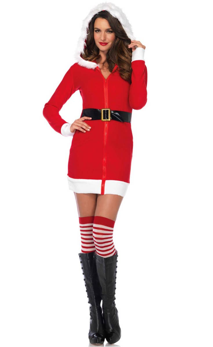 Cozy Santa Hooded Christmas Dress 